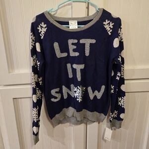 NWT Navy Blue Snowflake Kids Sweater; size XL (14-16)
